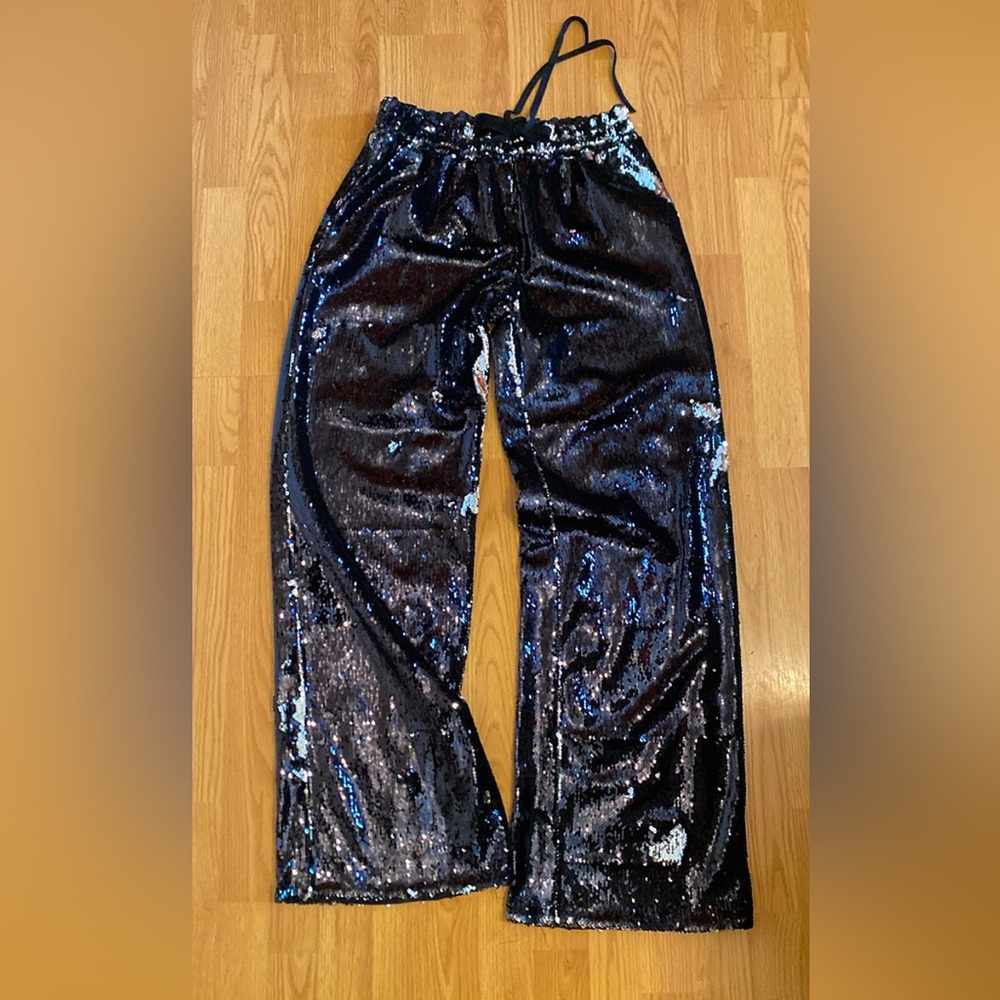 Milly Shimmering Black and Silver Sequin Pants